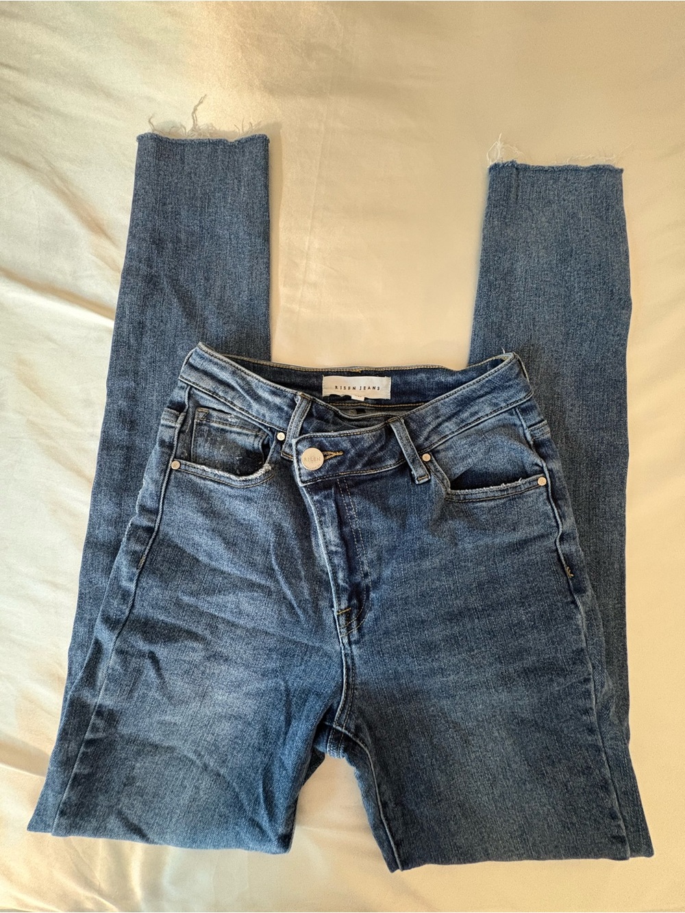 Risen Women’s Medium Wash Crossover Waistband Jeans